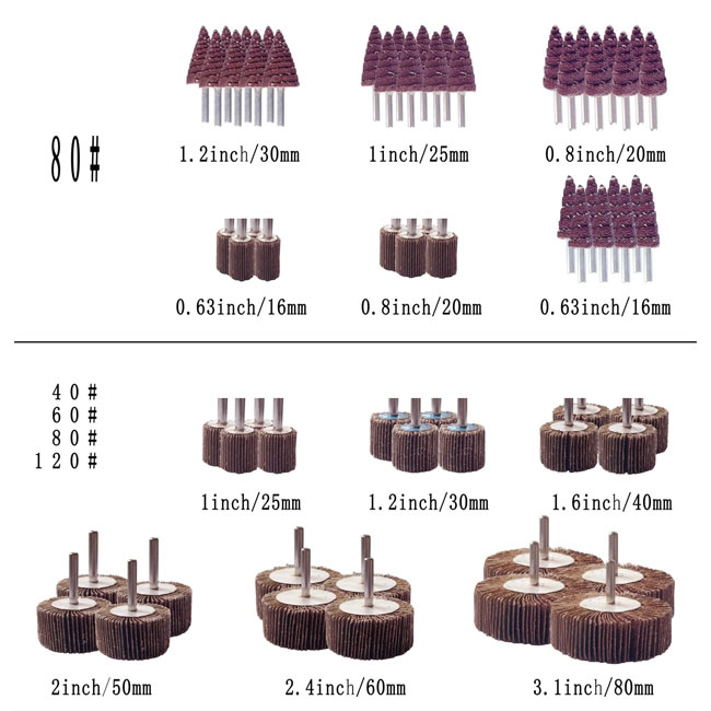 Χρησιμοποιούμενα υλικά γυαλισμού 60/80/120/240 Σχάρες Αβραστικό πτερυγμένο τροχό Οξείδιο του αλουμινίου για γυαλισμό 6